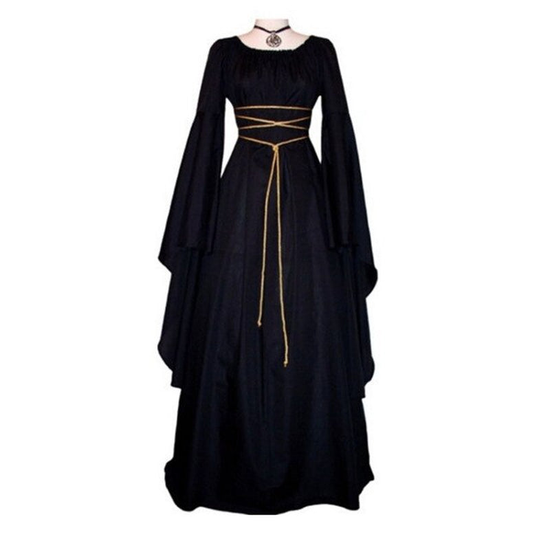 New Women Fashion Vintage Style Women Medieval Dress Gothic Dress Floor Length Women Cosplay Dress Retro Long Gown Dress