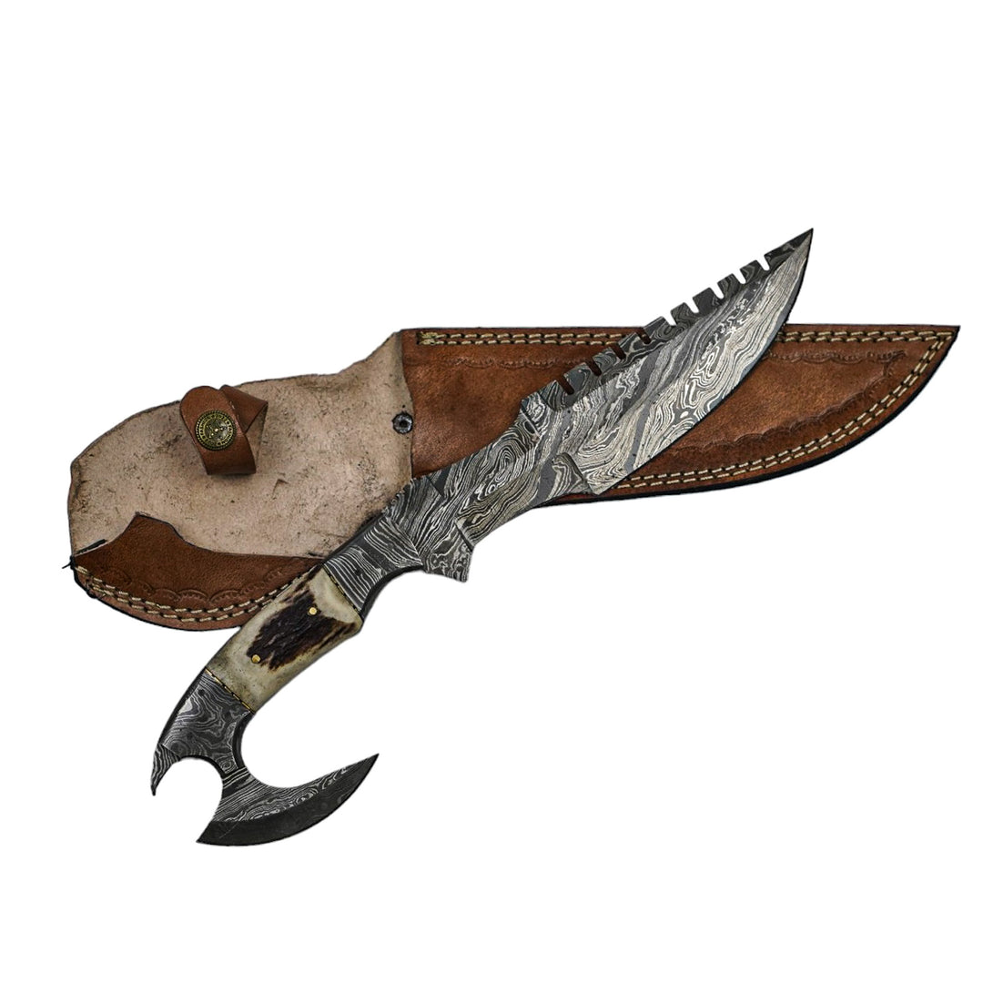 Tracker Knife- Double Bladed- High Carbon Damascus Steel