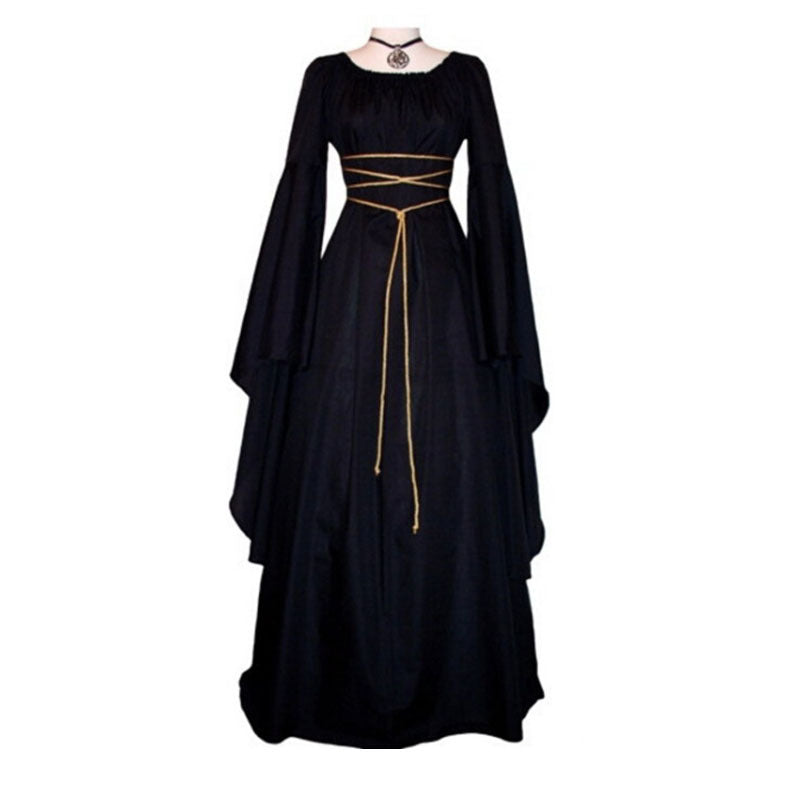 New Women Fashion Vintage Style Women Medieval Dress Gothic Dress Floor Length Women Cosplay Dress Retro Long Gown Dress
