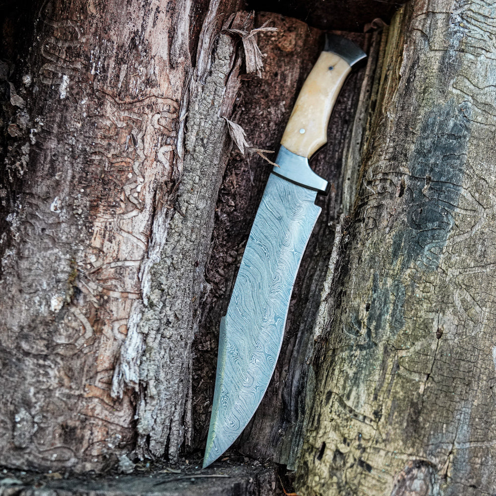 Texas Bowie Knife- High Carbon Damascus Steel Blade