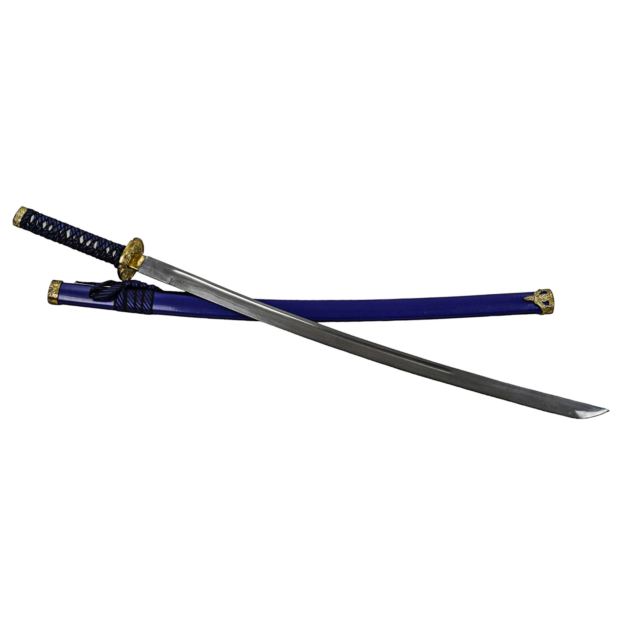 High Carbon Damascus Blue Katana Sword | Battling Blades