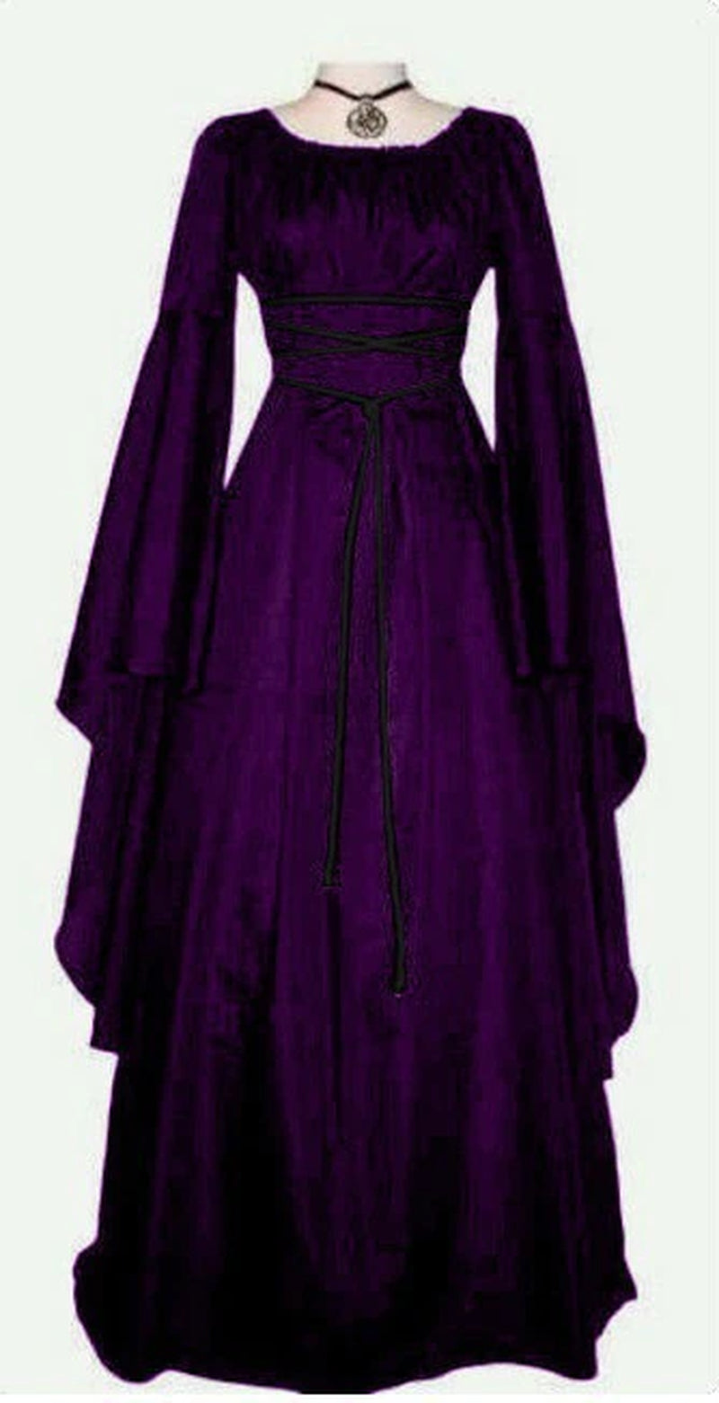 New Women Fashion Vintage Style Women Medieval Dress Gothic Dress Floor Length Women Cosplay Dress Retro Long Gown Dress