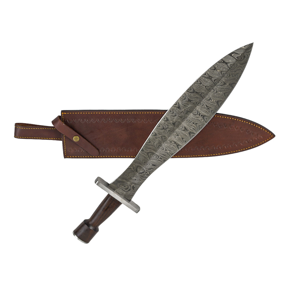 Greek Xiphos Sword- High Carbon Damascus Steel- 24" Battle Ready