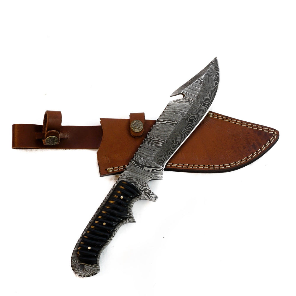 Bowie Knife- Outdoors- High Carbon Damascus Steel Blade- Hunting Knife - 12"