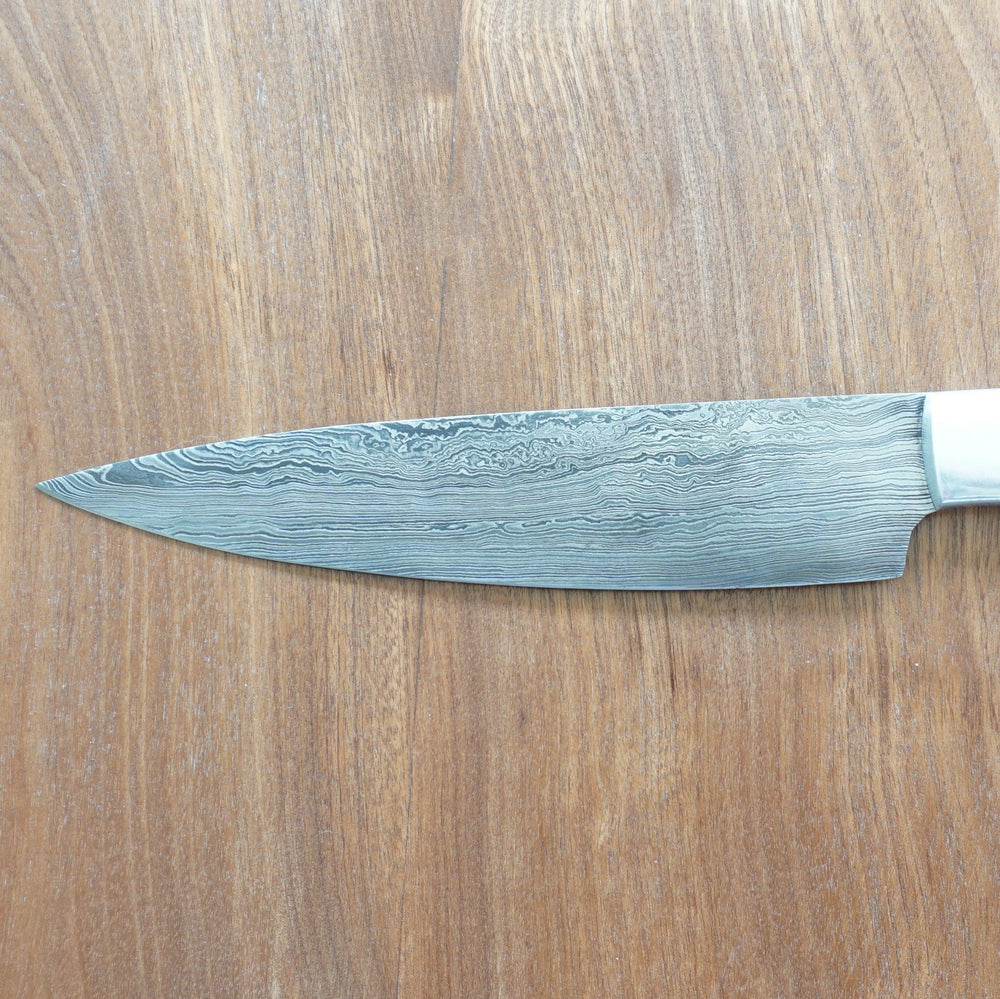 Chef's Knife- High Carbon Damascus Steel with Silver Handle- Kitchen Knife/ Butcher's Knife