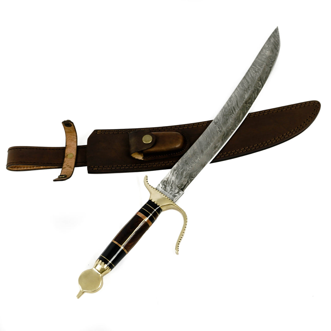 Scimitar Sword/ Sabre Sword- High Carbon Damascus Steel Sword- 19"- Saber Sword
