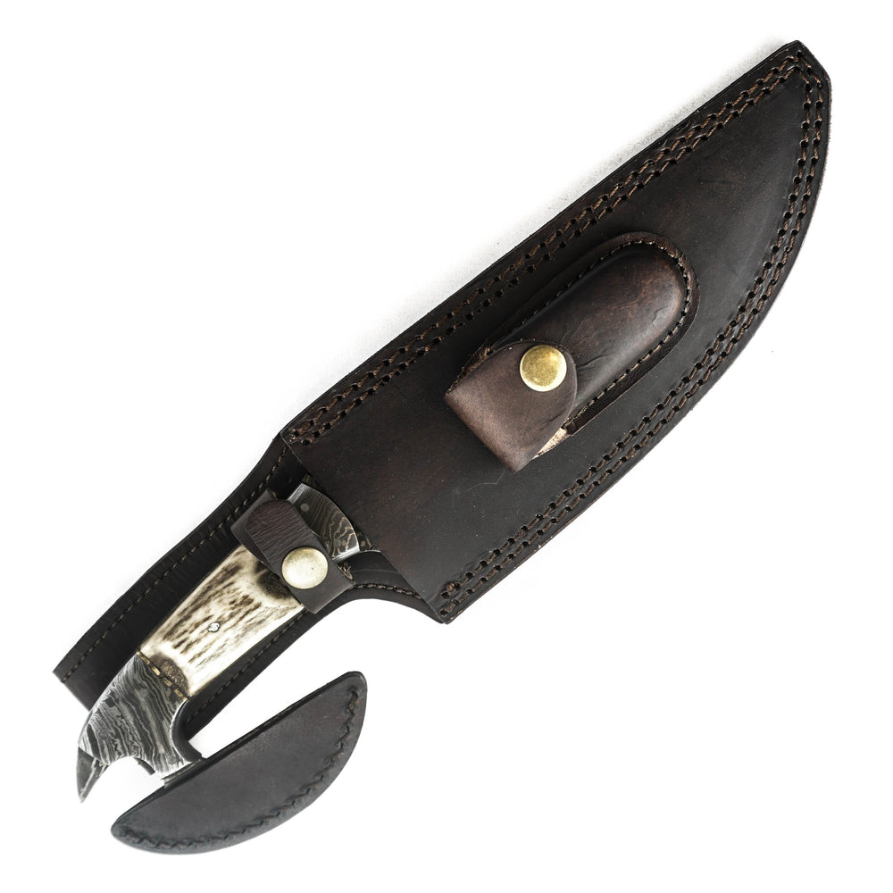 Double Bladed Tracker Knife- High Carbon Damascus Steel Blade- Hunting Knife