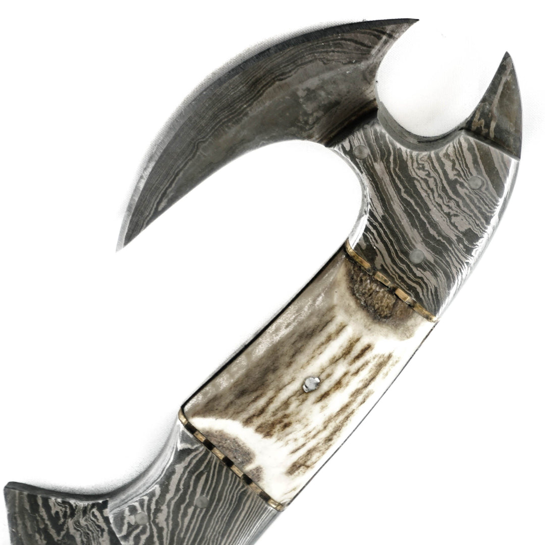 Double Bladed Tracker Knife- High Carbon Damascus Steel Blade- Hunting Knife