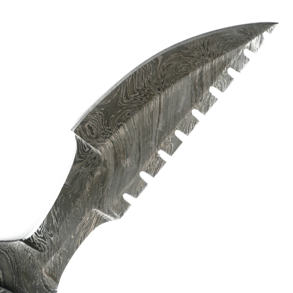 Double Bladed Tracker Knife- High Carbon Damascus Steel Blade- Hunting Knife