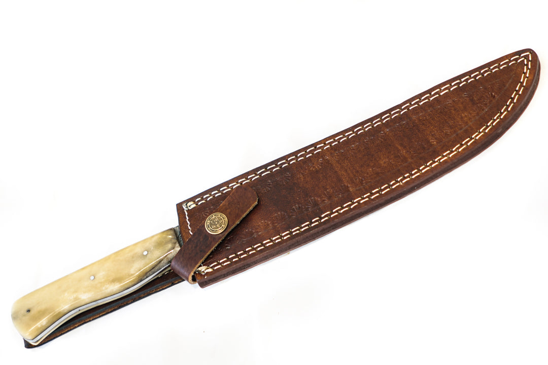 Bowie Knife - Bone Handle - High Carbon Damascus Steel