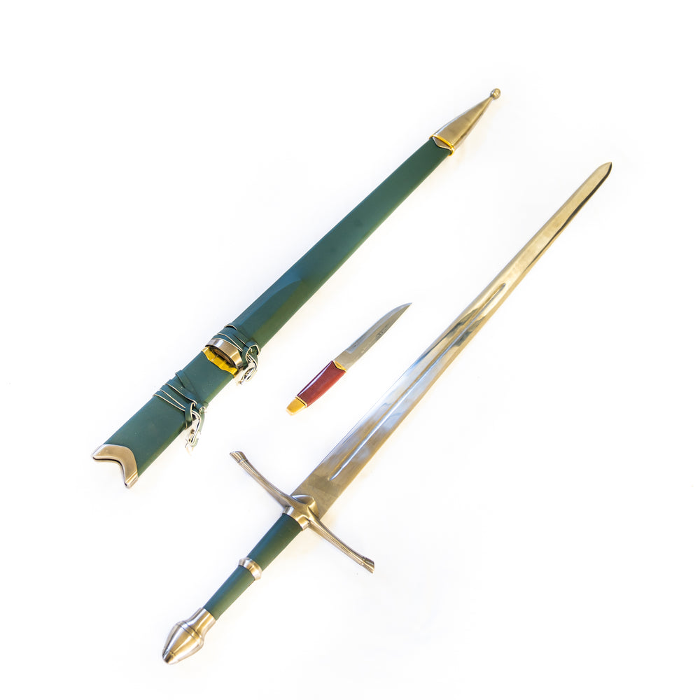 Longsword with Knife - Green - 44"- High Carbon 1095 Steel Sword With Clay Temper
