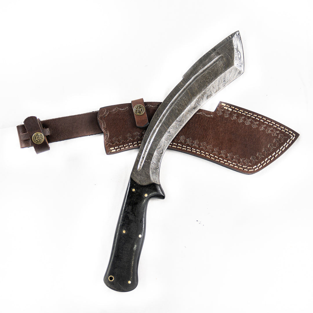 Tracker Kukri Knife-Handmade High Carbon Damascus Steel Gurkha Kukri Tracker- 15"