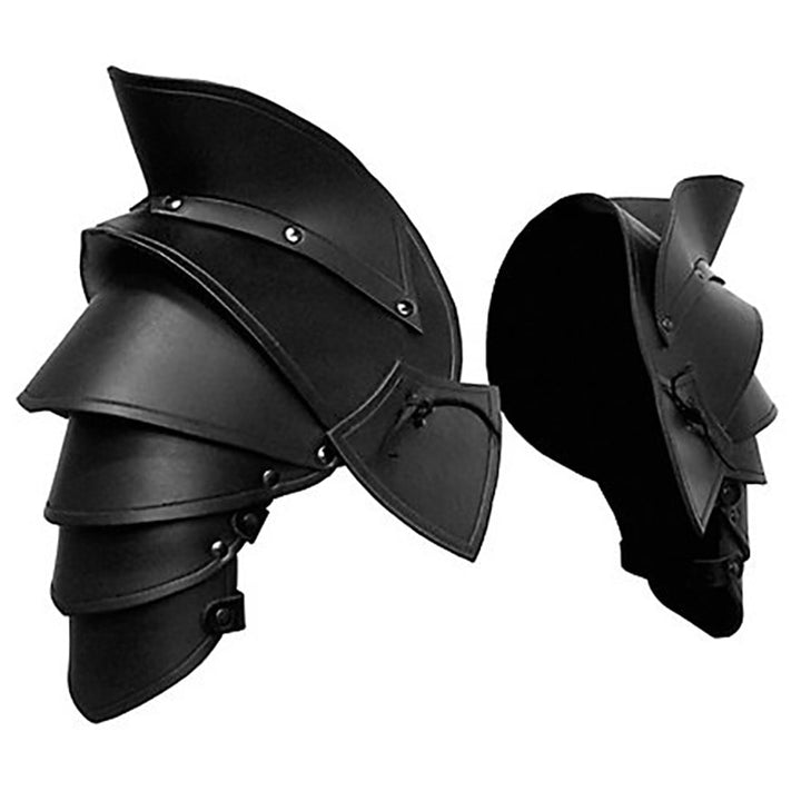 Leather Pauldrons- Medieval Double Shoulder Armor- Spaulders