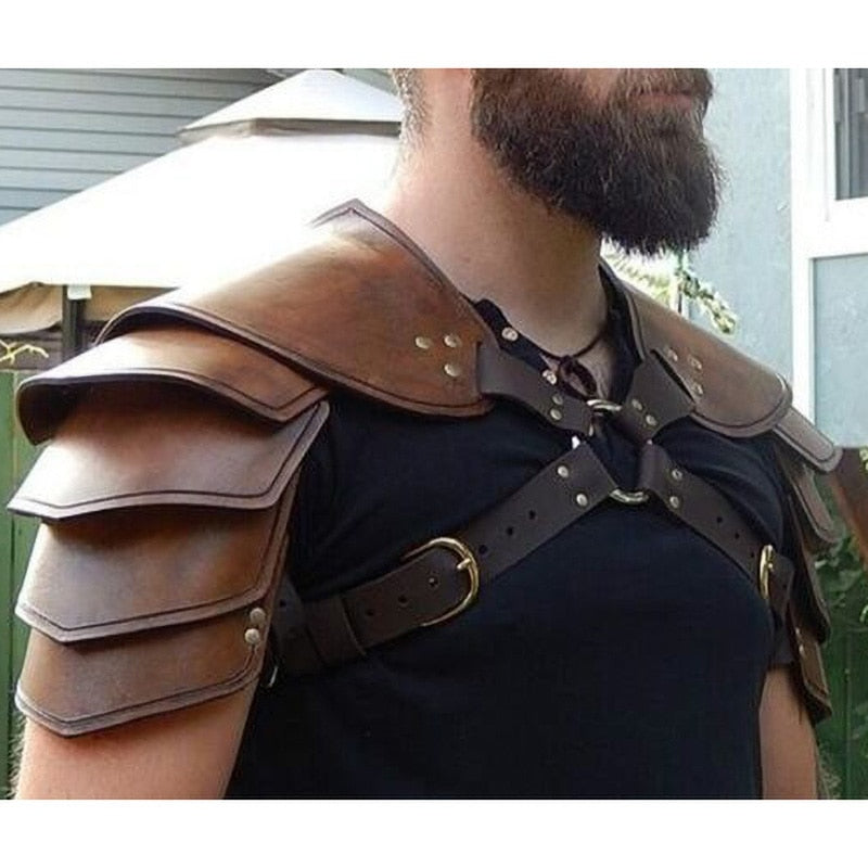 Viking leather shoulder armor