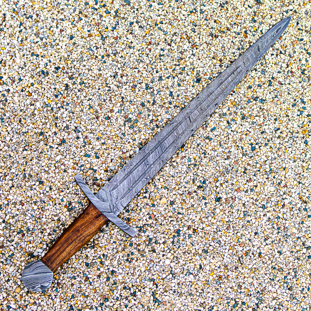 Bastard Sword / Longsword- High Carbon Damascus Steel Sword- 27"