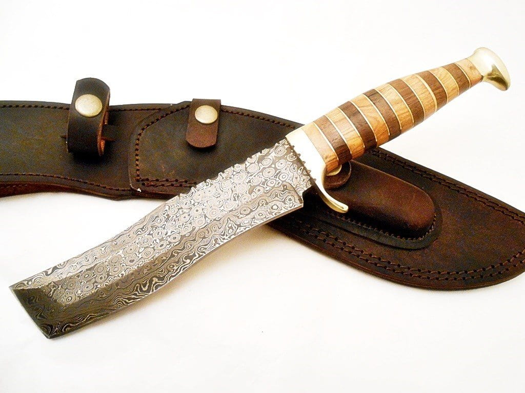 Damascus Tanto Knife Custom Handmade Damascus Steel Hunting Knife