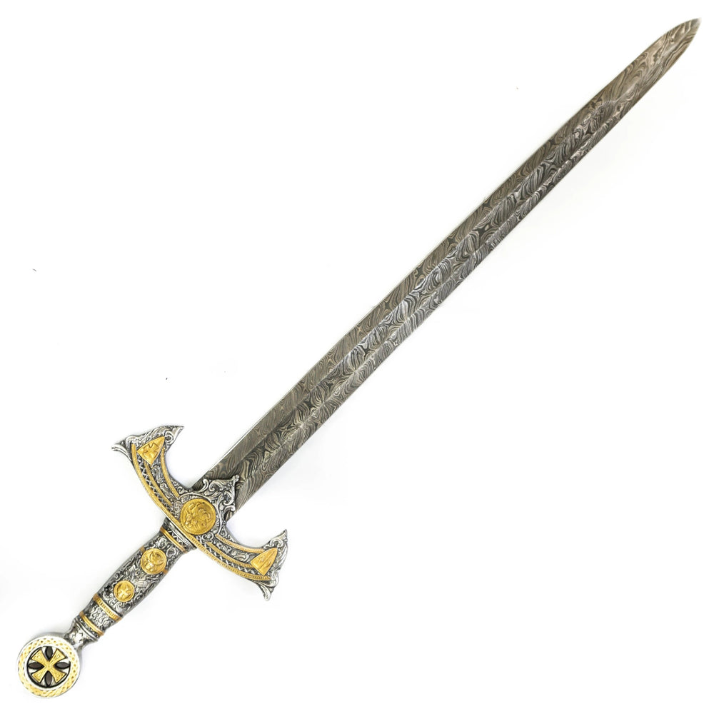 Longsword/ Bastard Sword- Kings Sword- High Carbon Damascus Steel Sword- 41"