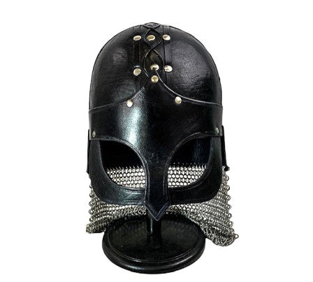 Viking Helmet- Leather- Gjermunbdu- Black