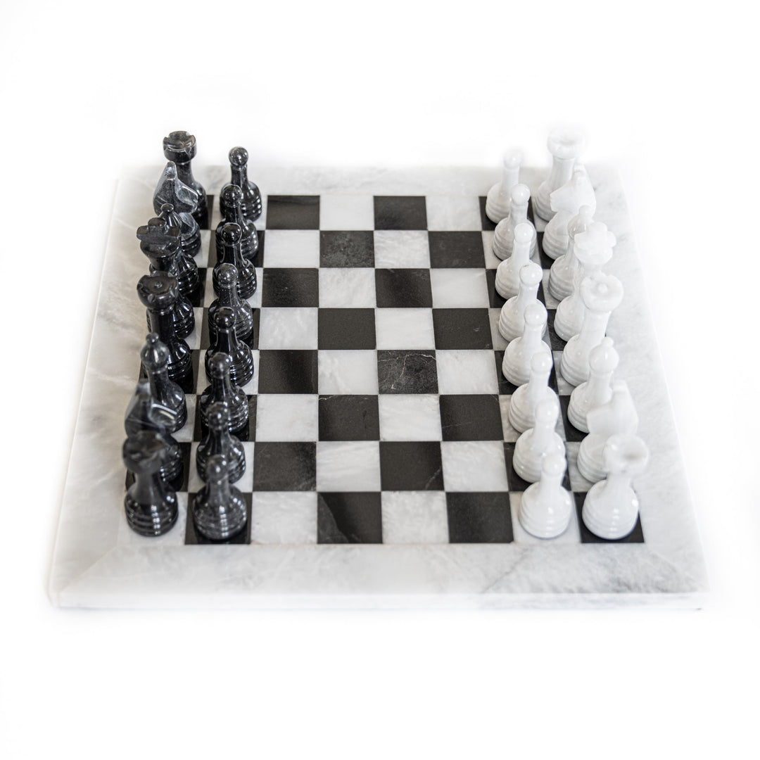 White and black marble chess set