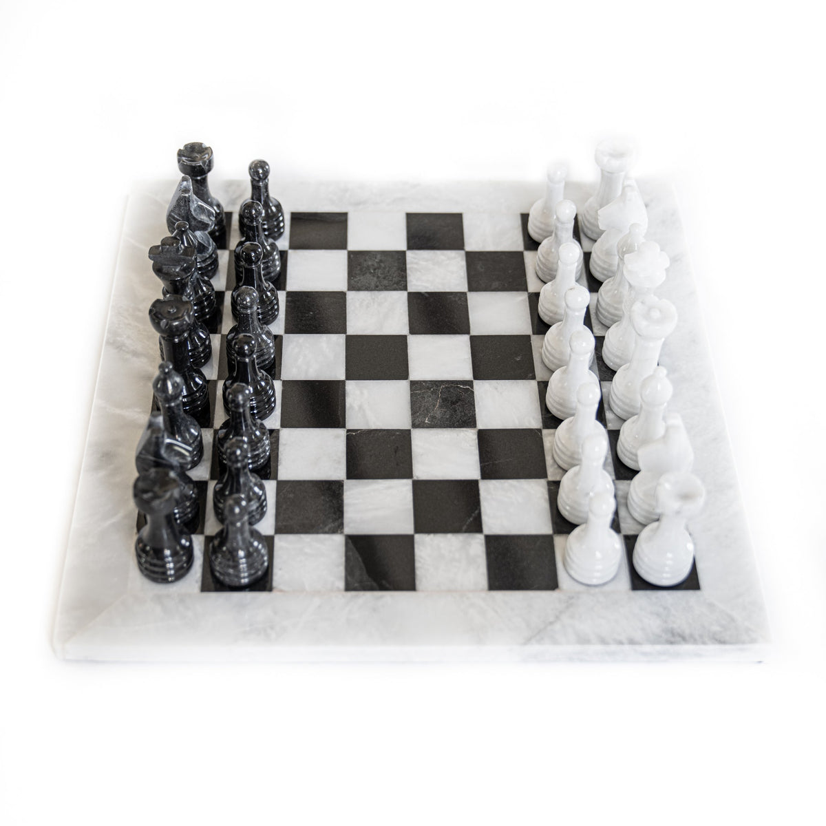 White and black marble chess set