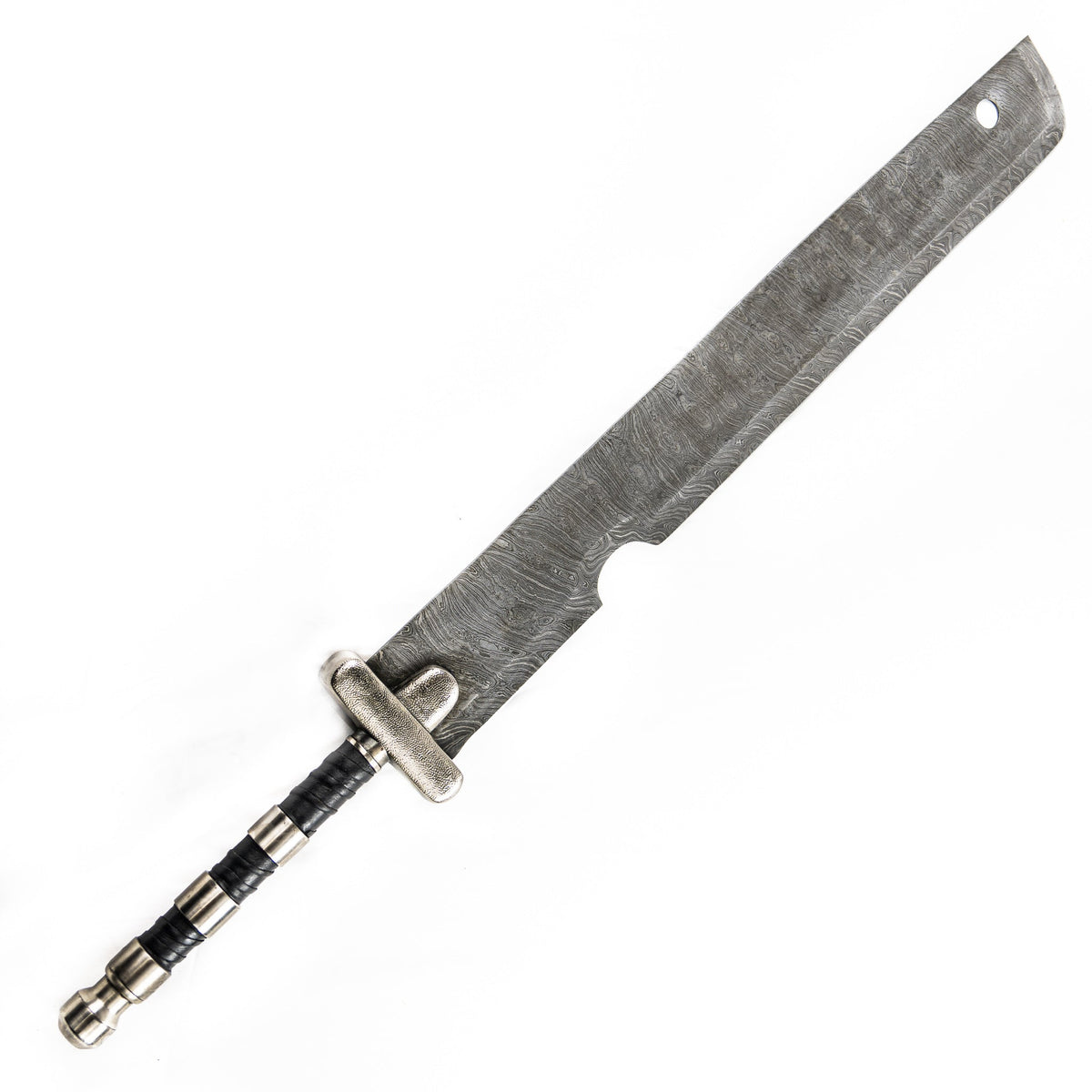 Extra-wide anime sword in Damascus steel