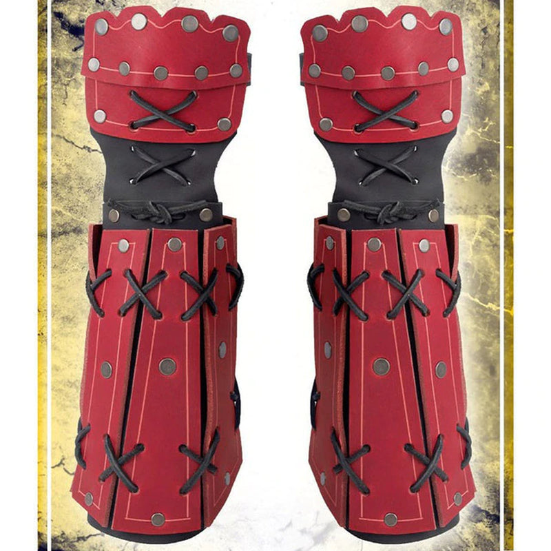 Medieval Samurai Leather Armor Bracer Long Gloves Men Cosplay Knight Gauntlet Lace up Wristband Steampunk Accessories Vambraces