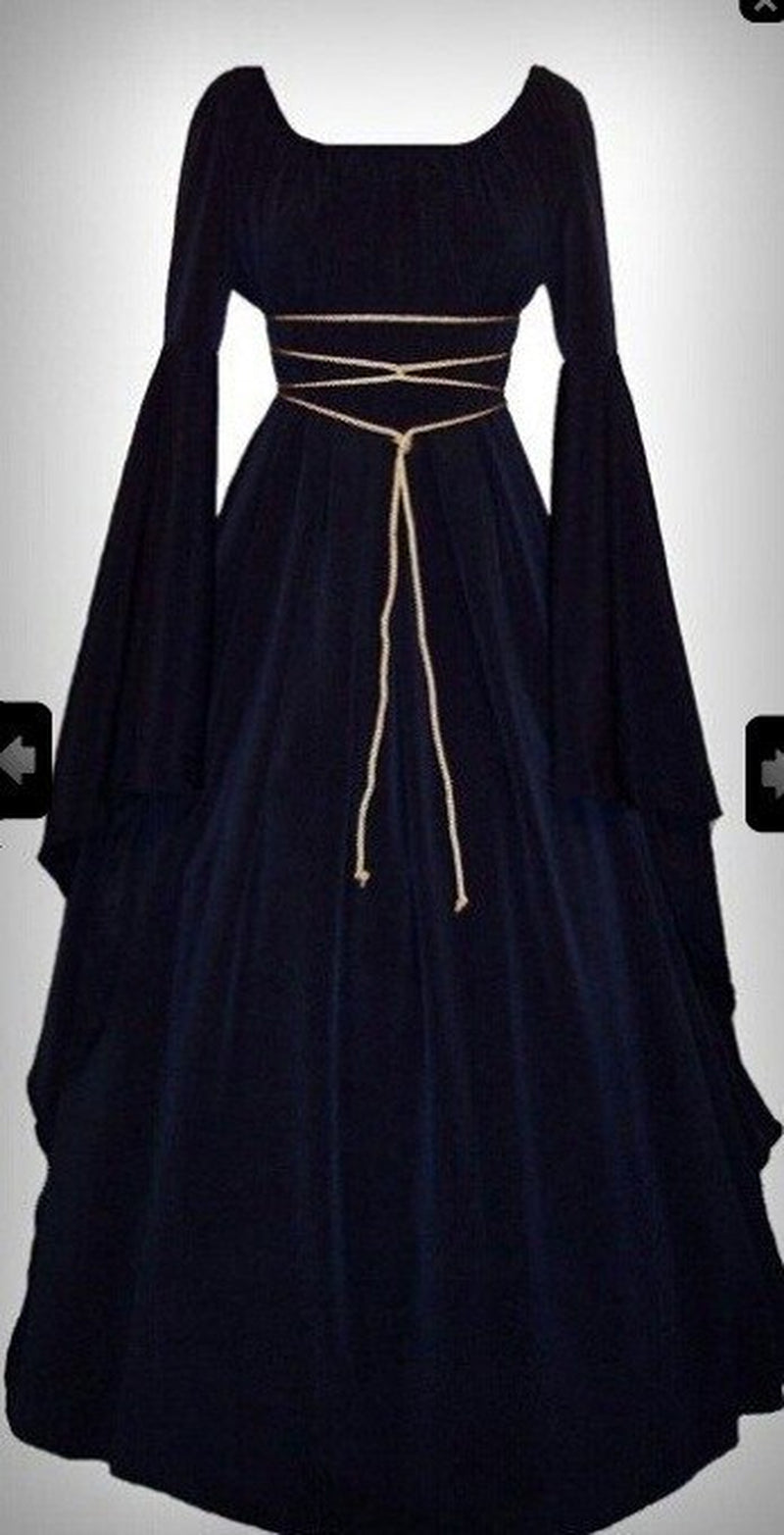 New Women Fashion Vintage Style Women Medieval Dress Gothic Dress Floor Length Women Cosplay Dress Retro Long Gown Dress