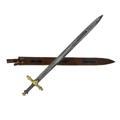 Charlemagne Longsword- Joyeuse Sword- High Carbon Damascus- 47" - Battling Blades