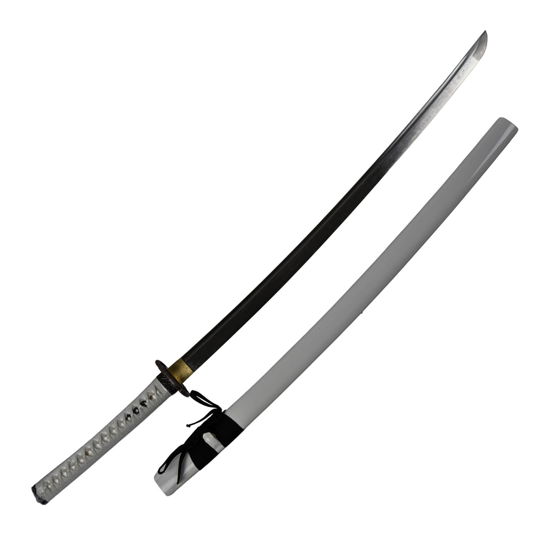 White Katana Sword- High Carbon 1095 Steel Sword with Clay Temper Blade- Samurai Sword- 40.5"