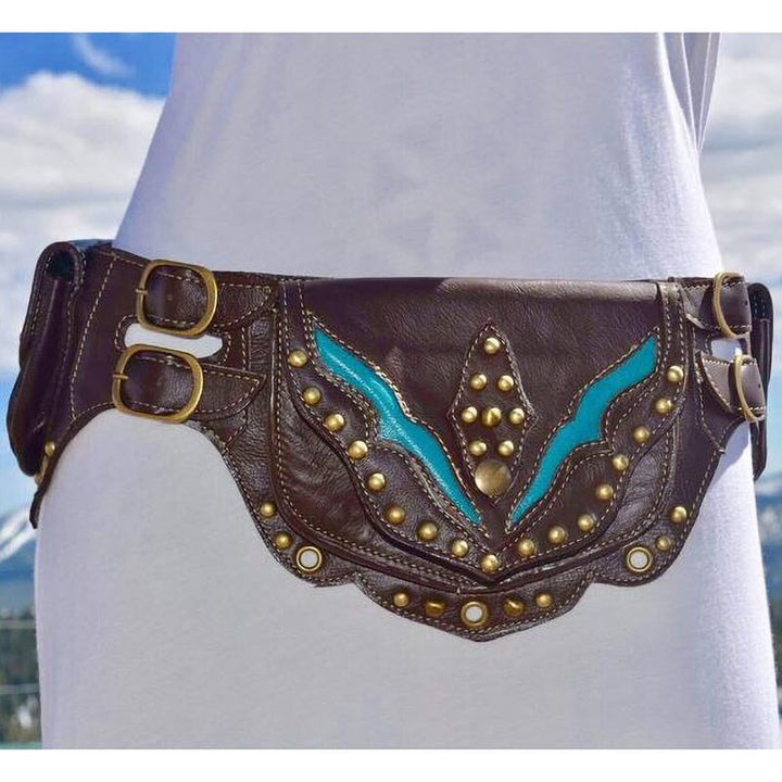 Steampunk Handmade Leather Utility Hip Belt Bag Women Festival Pocket Tribal Gypsy Boho Fanny Pack for Travel Medieval Costume