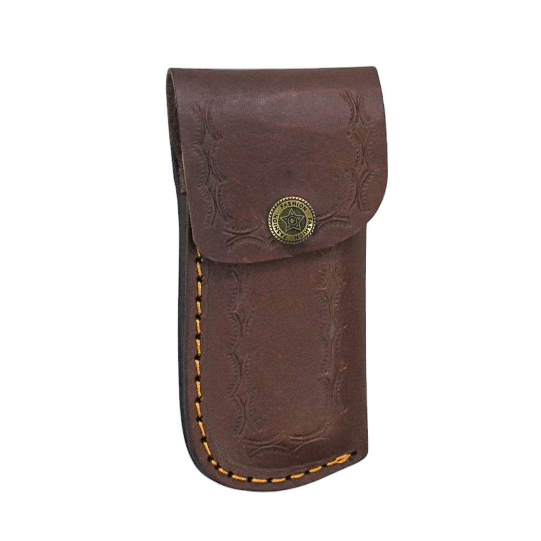 Ornate Scrollwork Damascus Folding Knife - 7.5"