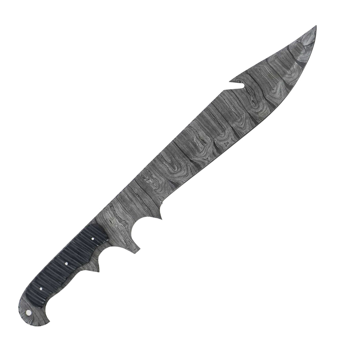 Gut Hook Bowie Knife- High Carbon Damascus Steel Blade- 21.5" - Battling Blades