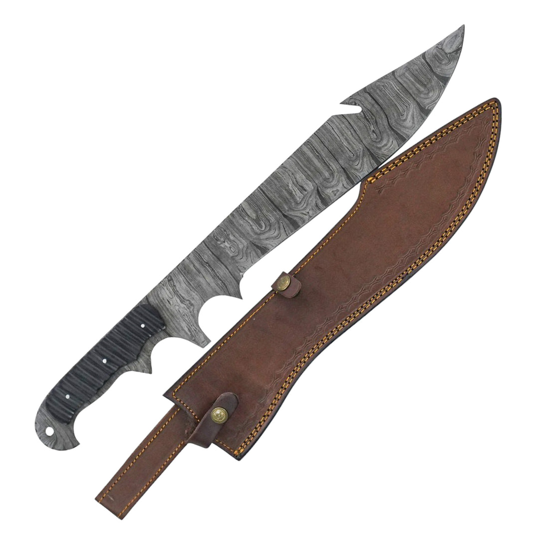 Gut Hook Bowie Knife- High Carbon Damascus Steel Blade- 21"