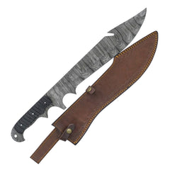 Gut Hook Bowie Knife- High Carbon Damascus Steel Blade- 21.5" - Battling Blades