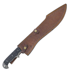 Gut Hook Bowie Knife- High Carbon Damascus Steel Blade- 21.5" - Battling Blades