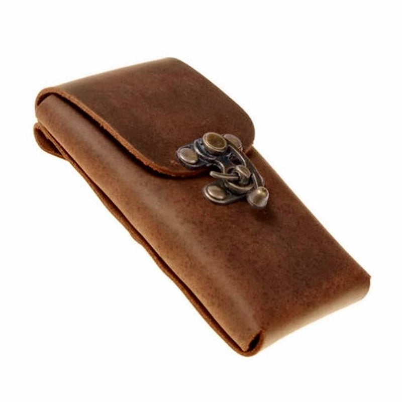 Medieval Steampunk Leather Phone Bag Smartphone Holster Viking Hip Pouch with Clasp Antique Belt Accessory Wallet for Men Women