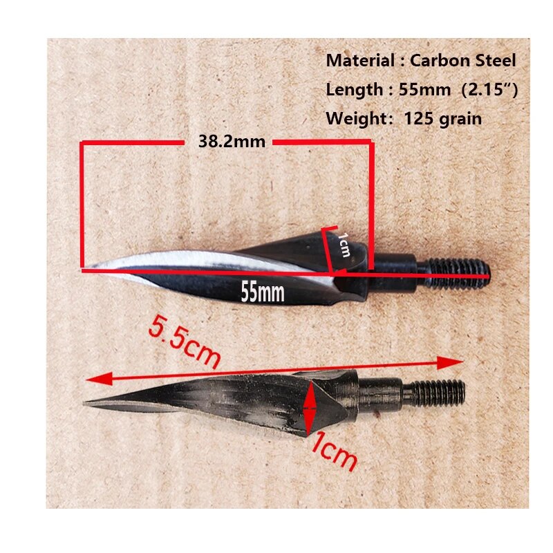 3pcs 120/125 grains Carbon Steel Arrow Head