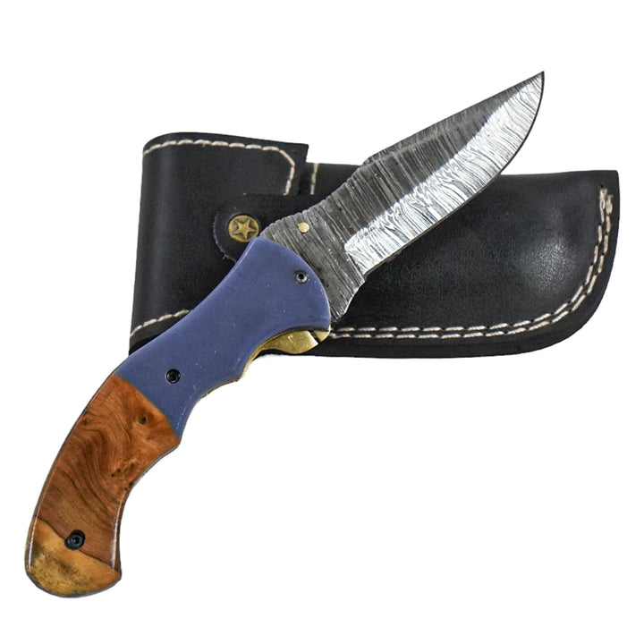 Folding Pocket Knife- 7"- High Carbon Damascus Steel