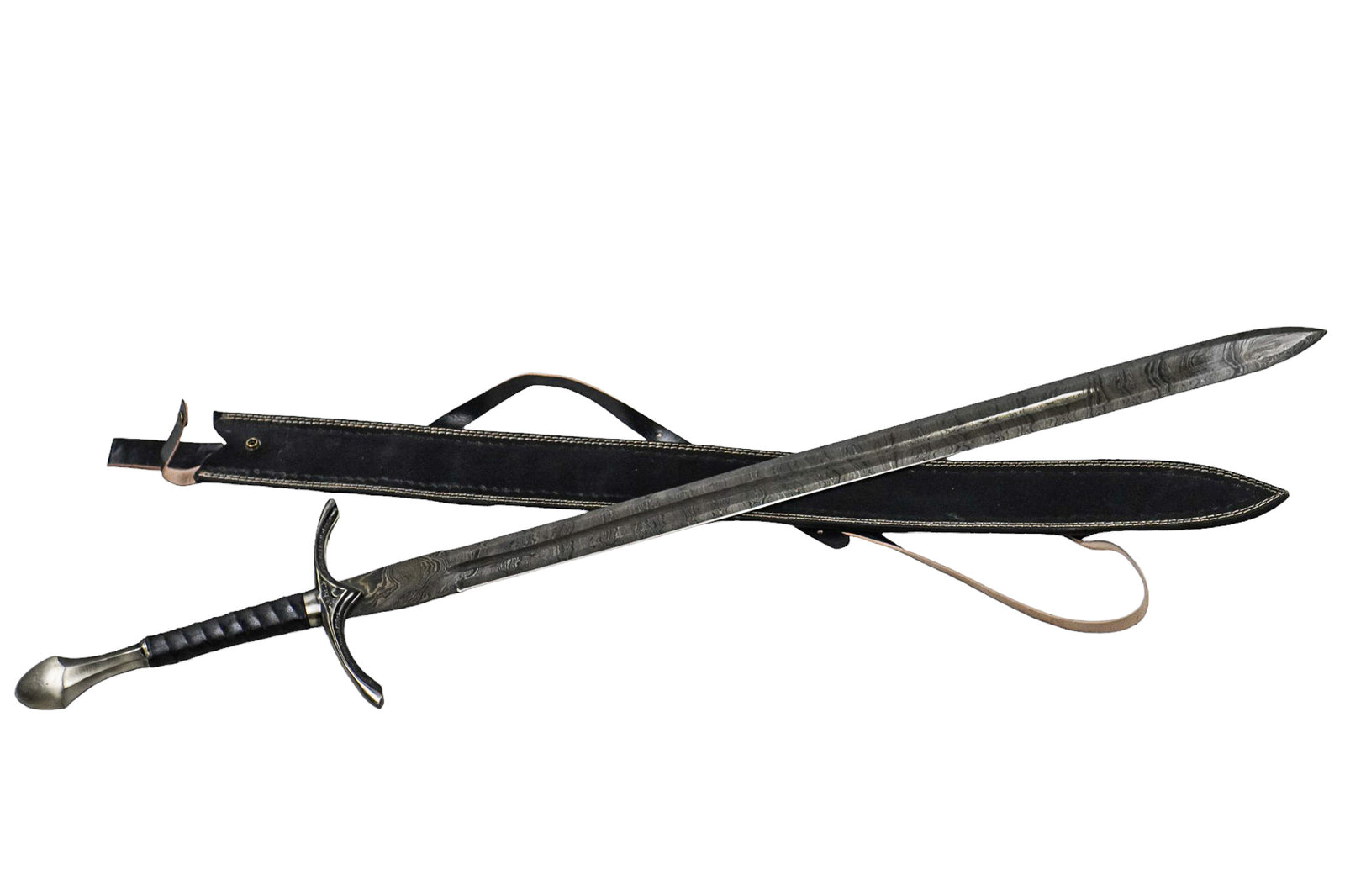 Medieval Longsword- High Carbon Damascus Steel- 44" - Battling Blades