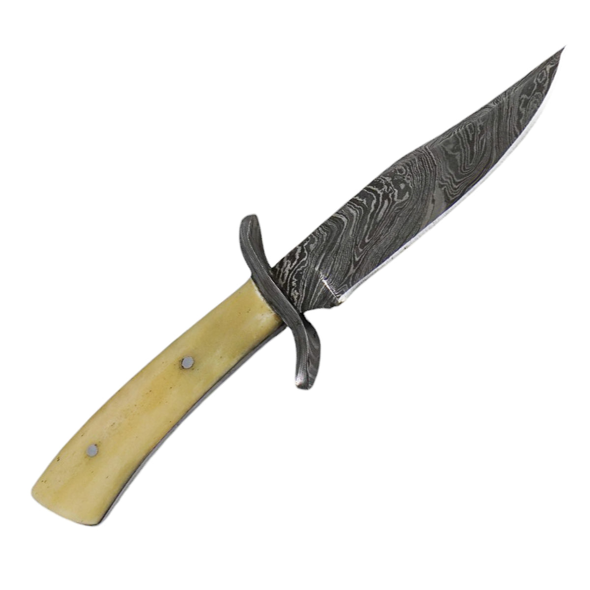 Clip Point Hunting Knife- Damascus Steel Blade- 12" - Battling Blades