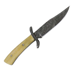 Clip Point Hunting Knife- Damascus Steel Blade- 12" - Battling Blades