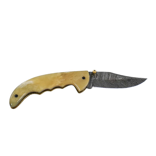 Folding Pocket Knife with Bone Handle- 7"