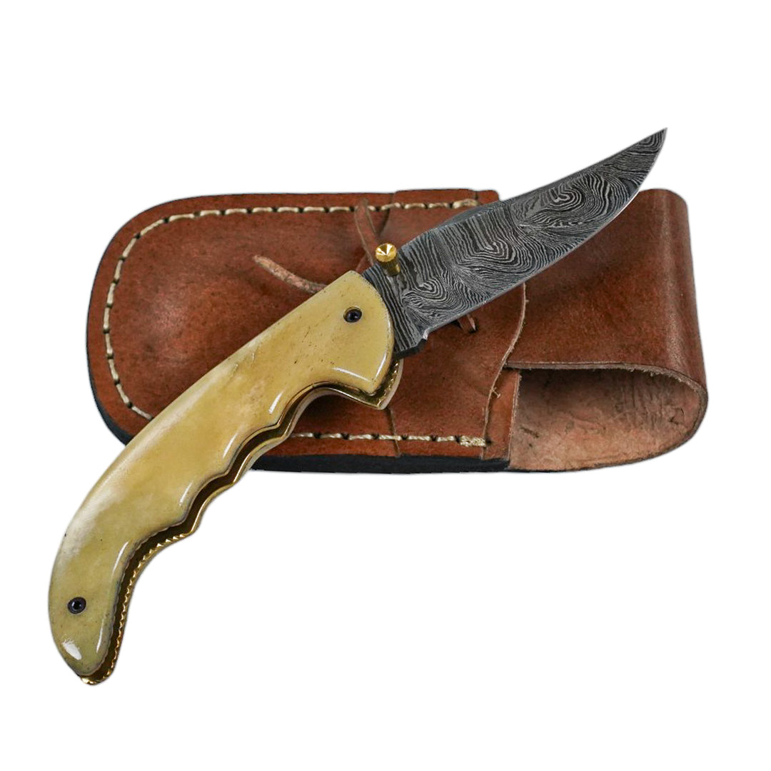 Folding Pocket Knife with Bone Handle- 7"