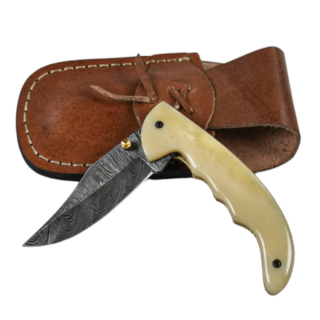 Folding Pocket Knife with Bone Handle- 7"