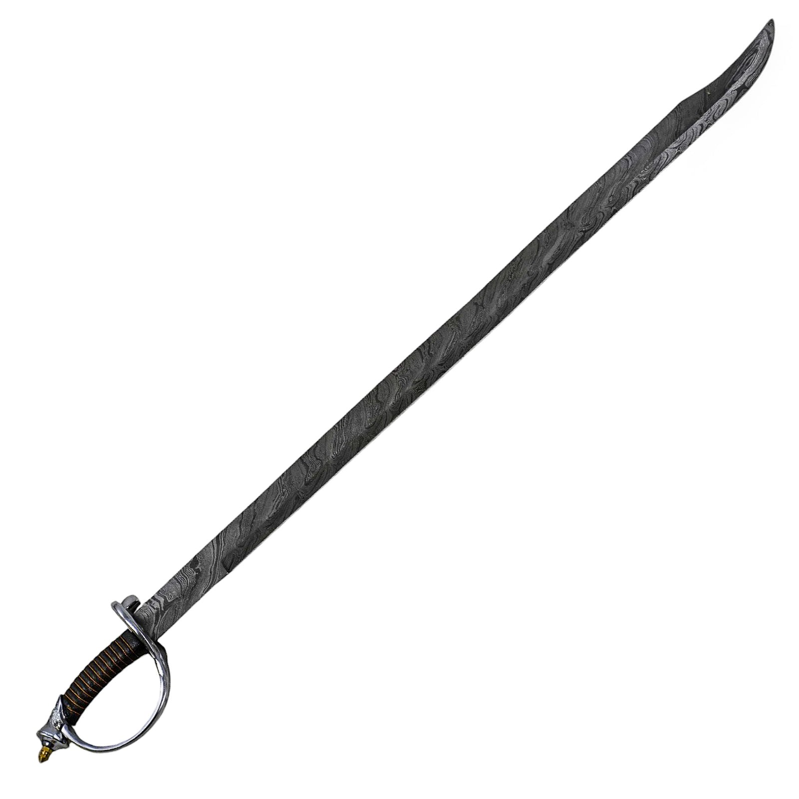 Naval Saber- Extended Cutlass Sword- Damascus Steel -40" - Battling Blades