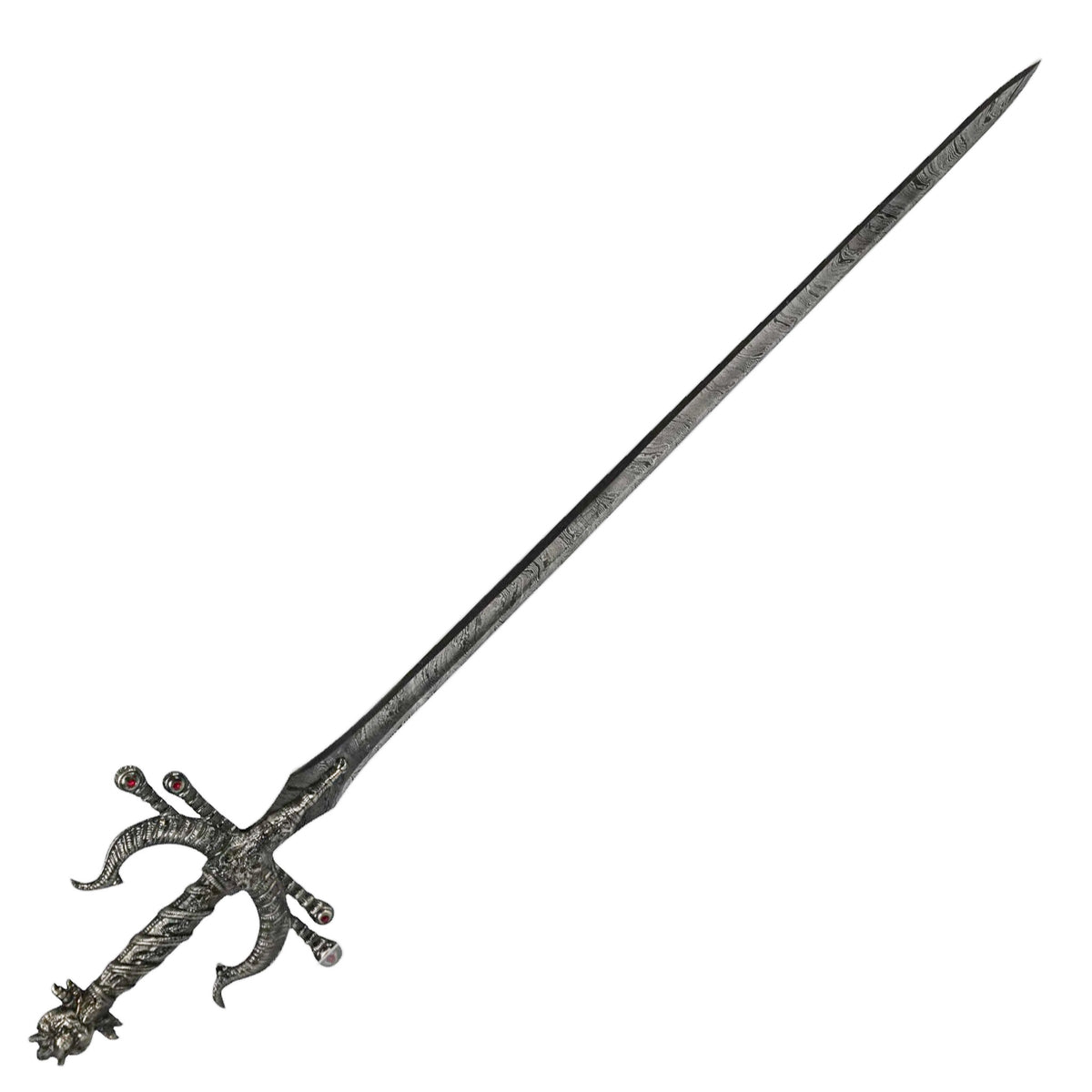 Black Knight Inferno Sword- High Carbon Damascus Steel - 46" - Battling Blades