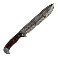 Bowie Survival Knife – Damascus Steel- 14" - Battling Blades