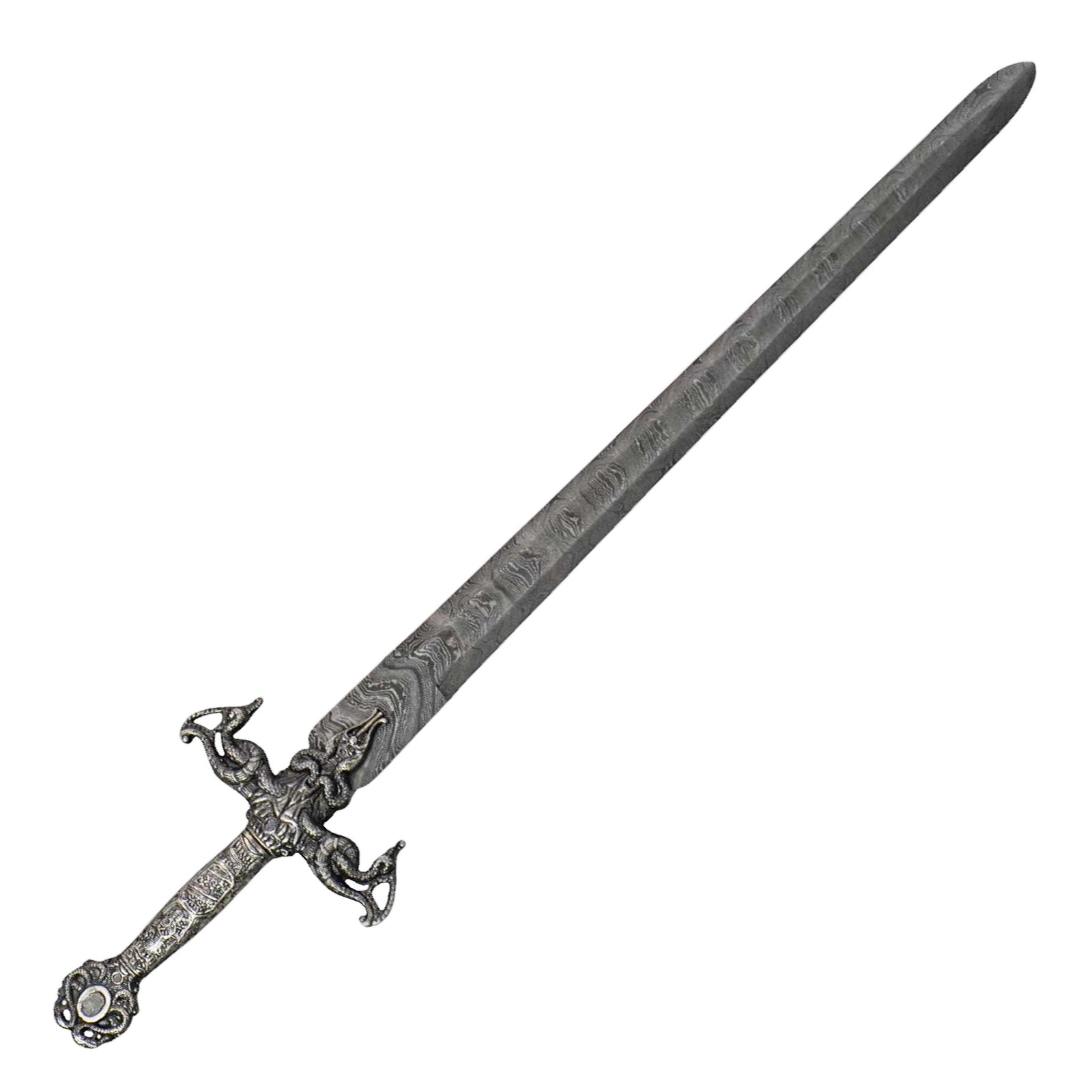 Medieval Arming Sword- Damascus Steel- 32" - Battling Blades