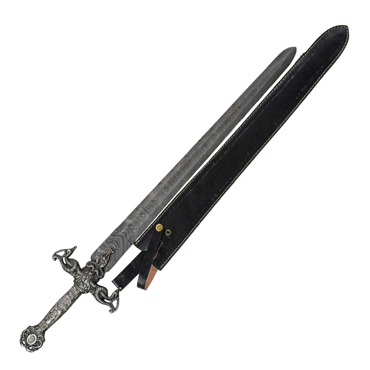 Medieval Arming Sword- Damascus Steel- 32" - Battling Blades