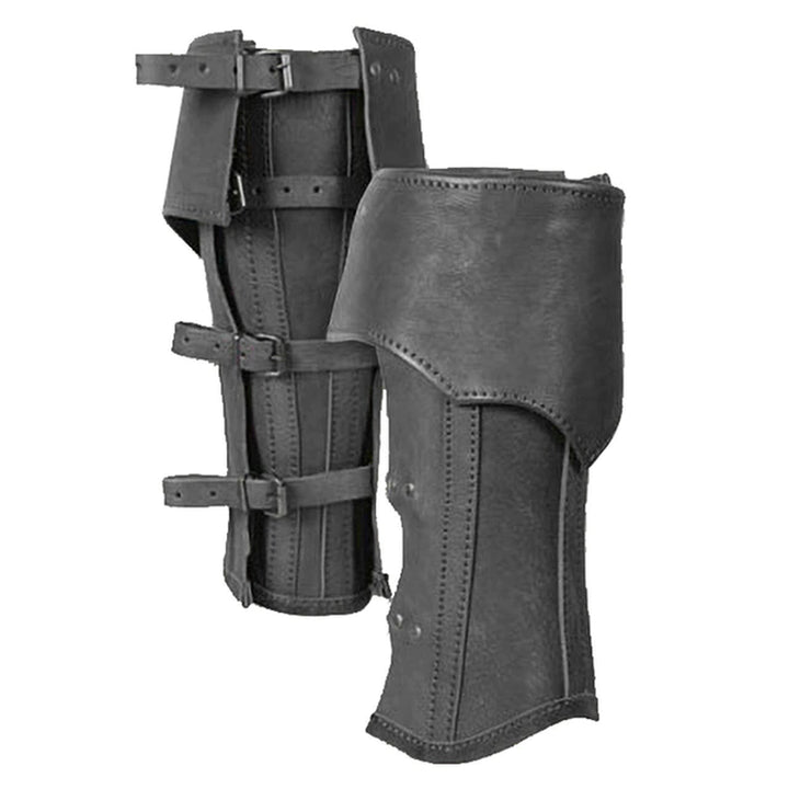 Medieval Gothic Leather Greave Half Chaps Viking Knight Leg Kit Armor Men Larp Rider Boot Cover Gaiter Cosplay Costume for Women